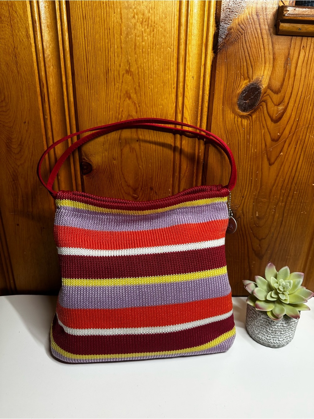 The Sak Striped Knit Tote in Red, Purple, Yellow & White
